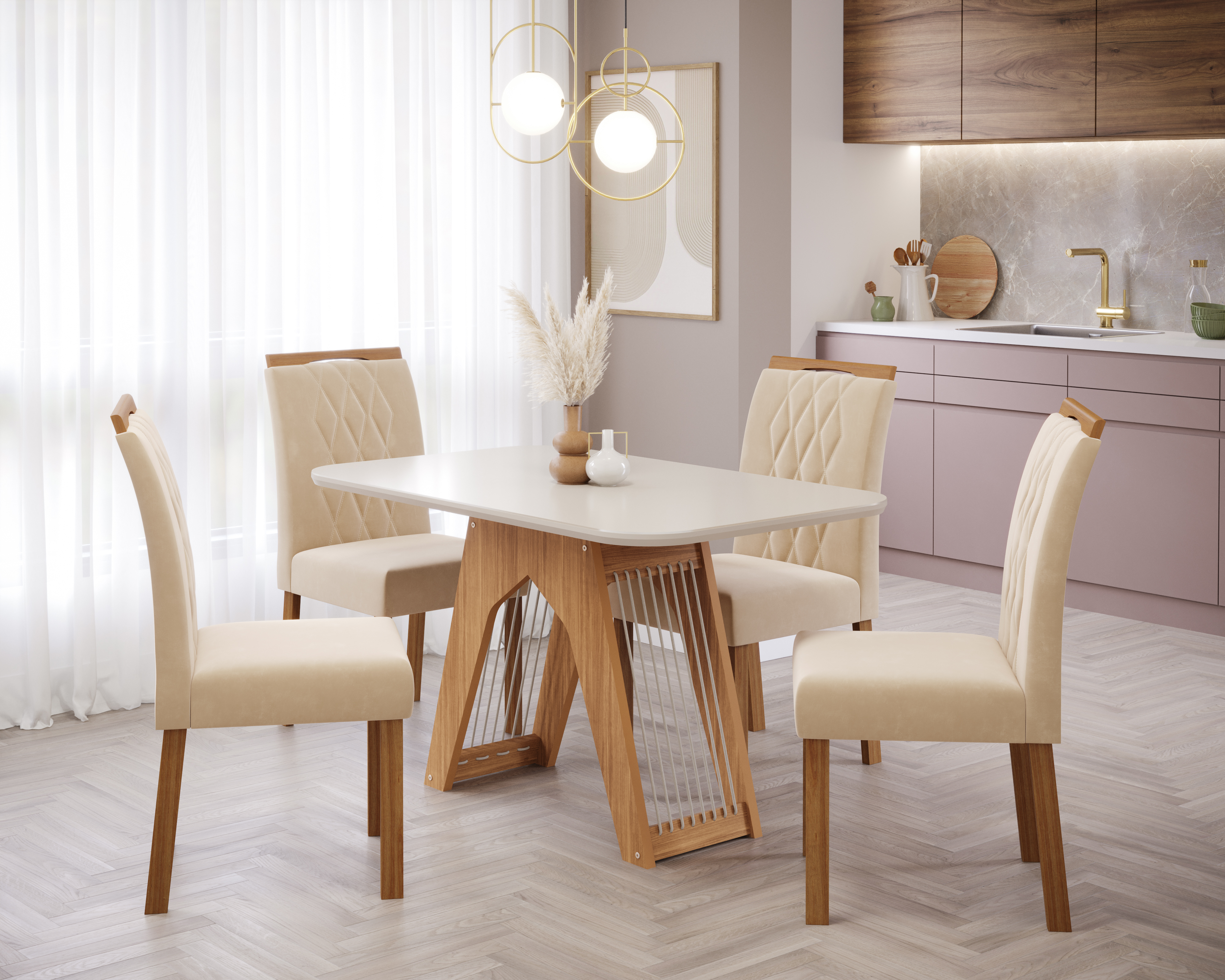 Comedor Carol 1.3 + 4S Juliana Nude 1