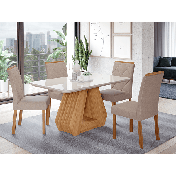 Comedor Agata 1.3 + 4S Fernanda Beige