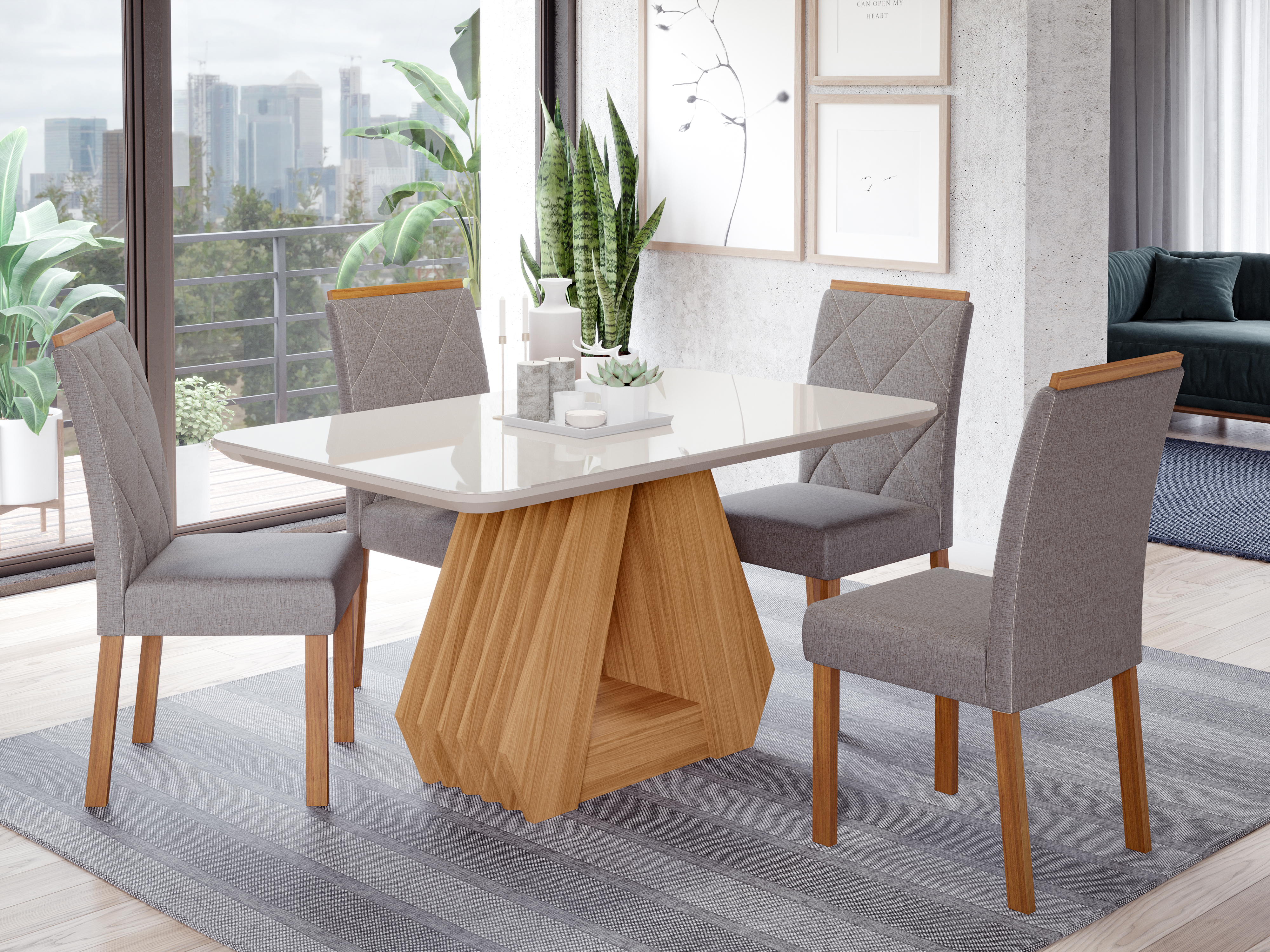 Comedor Agata 1.3 + 4S Fernanda Grafito 1