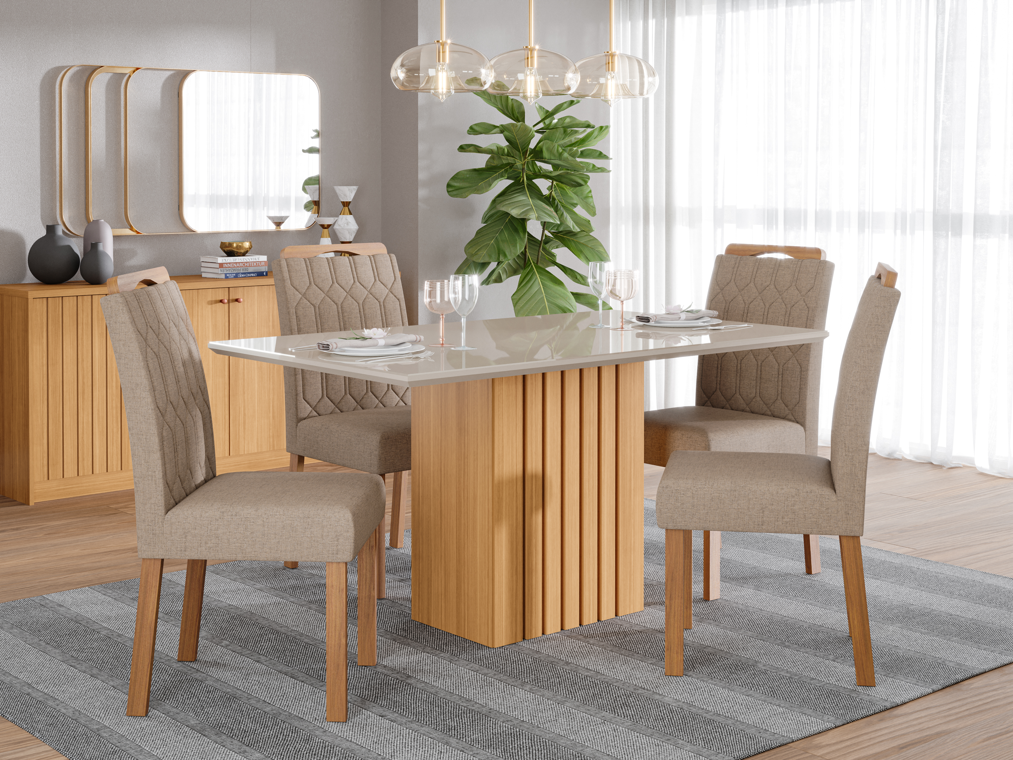 Comedor Ana 1.3 + 4S Paola Beige 1