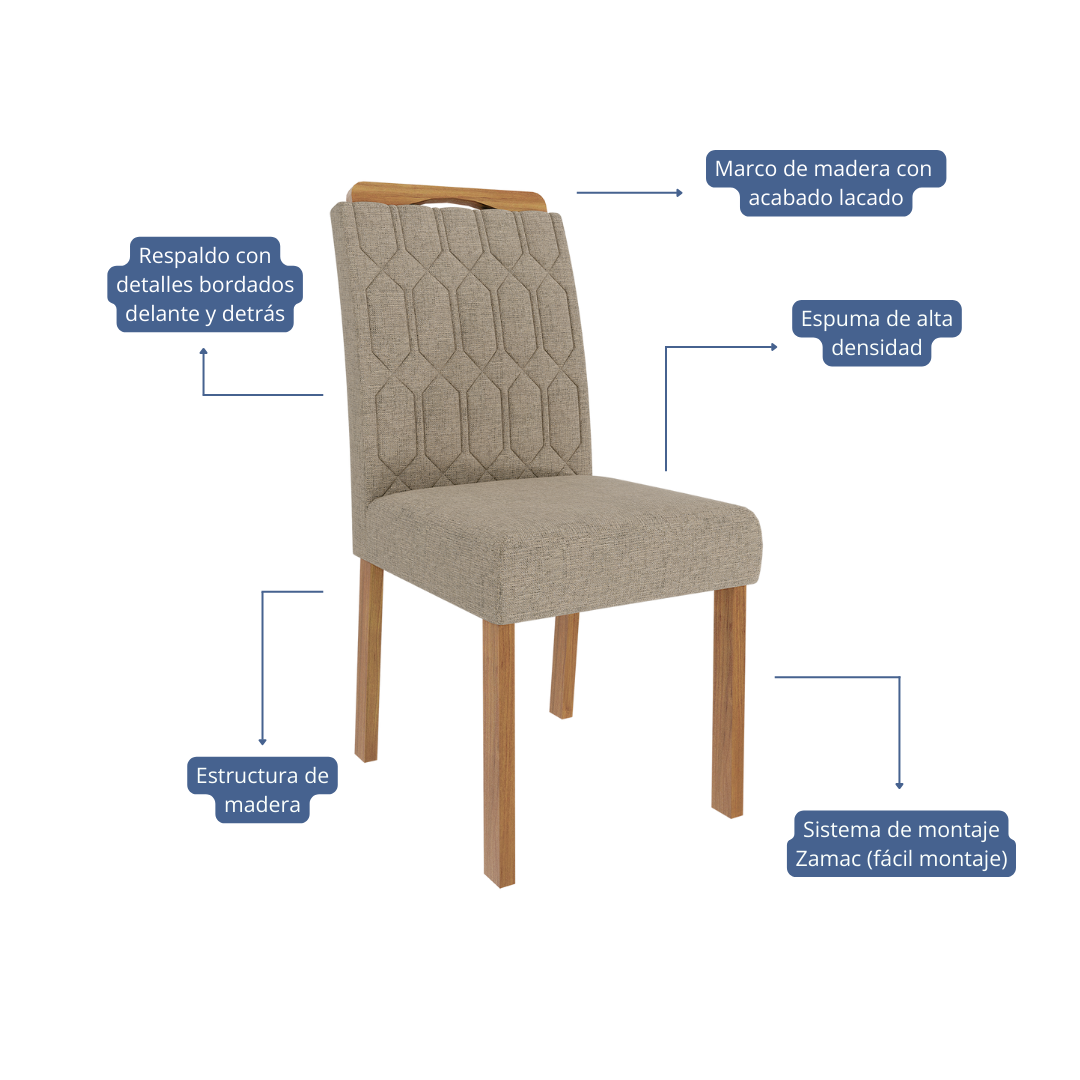 Comedor Ana 1.3 + 4S Paola Beige 6