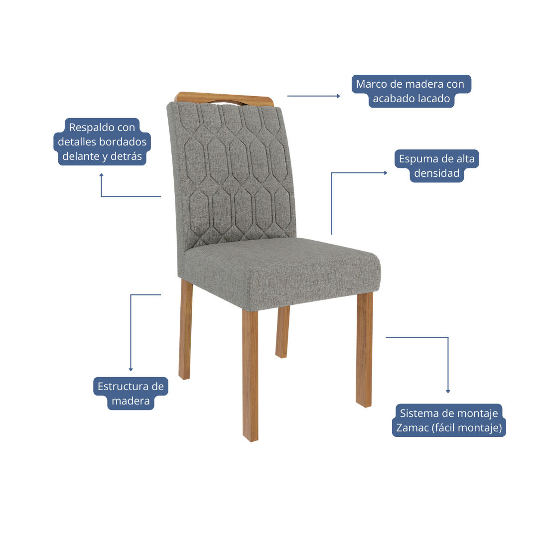 Comedor Ana 1.3 + 4S Paola Grafito 7