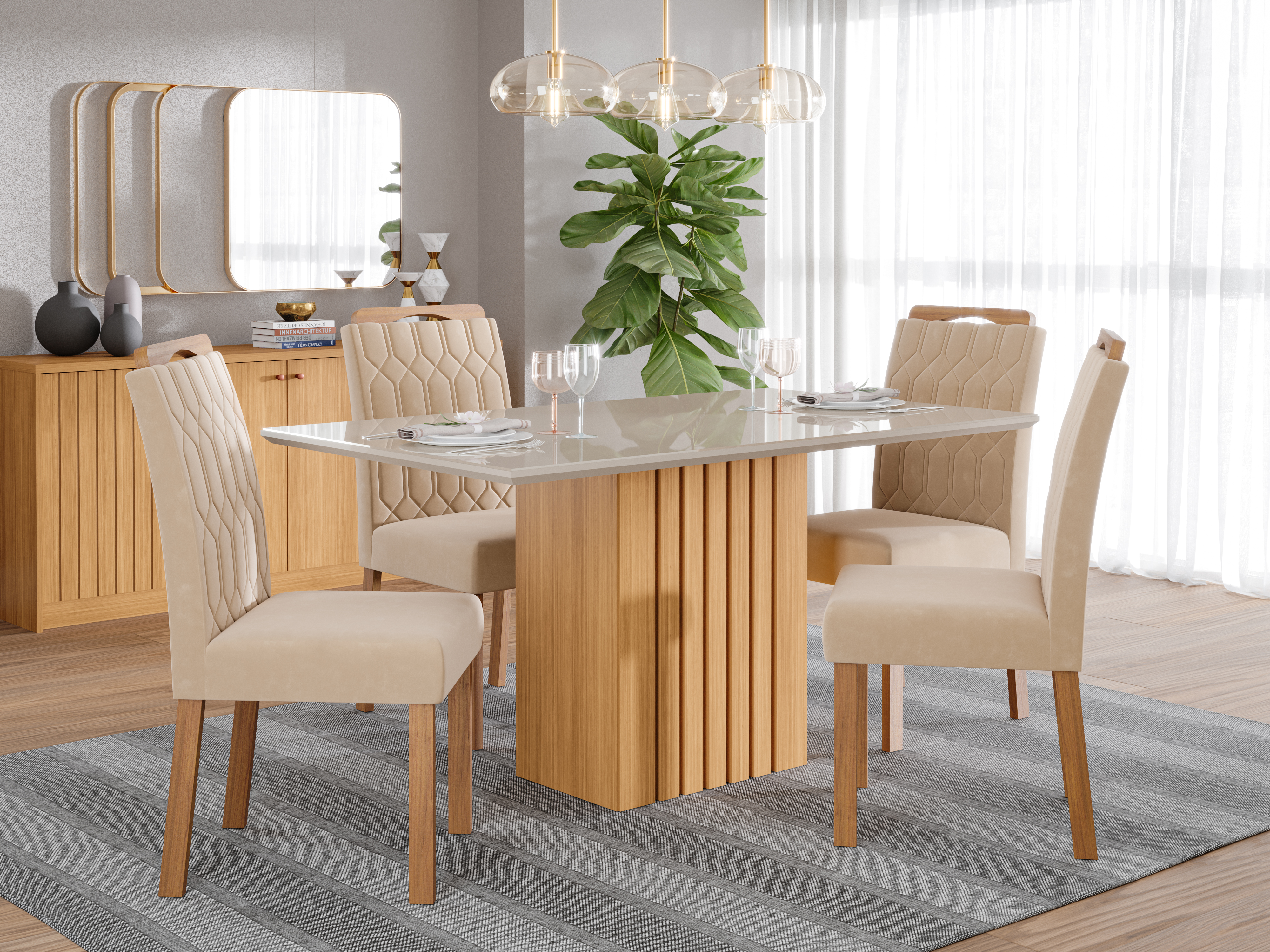 Comedor Ana 1.3 + 4S Paola Nude 1