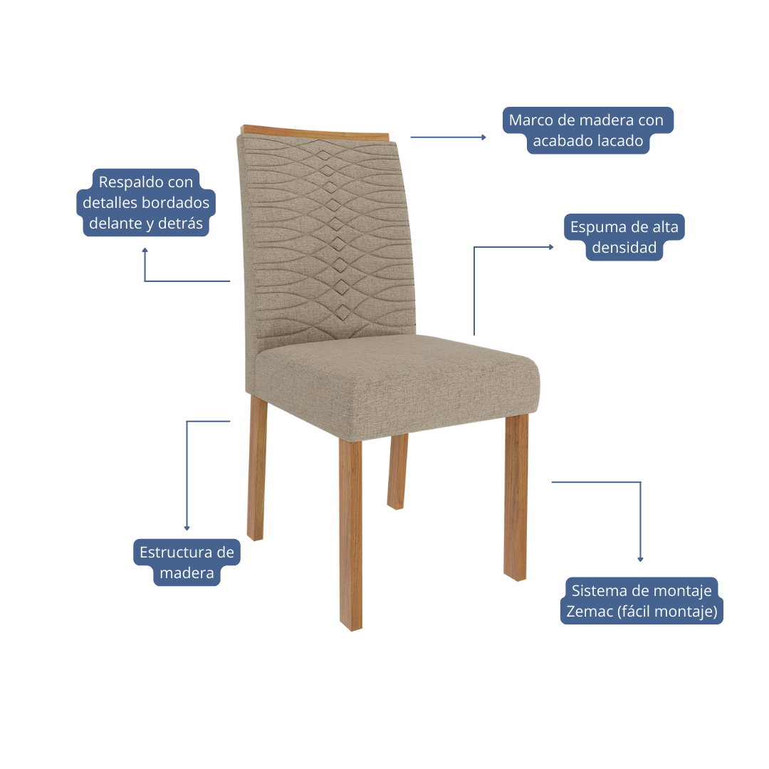 Comedor Patricia 1.3 + 4S Clarice Beige 7