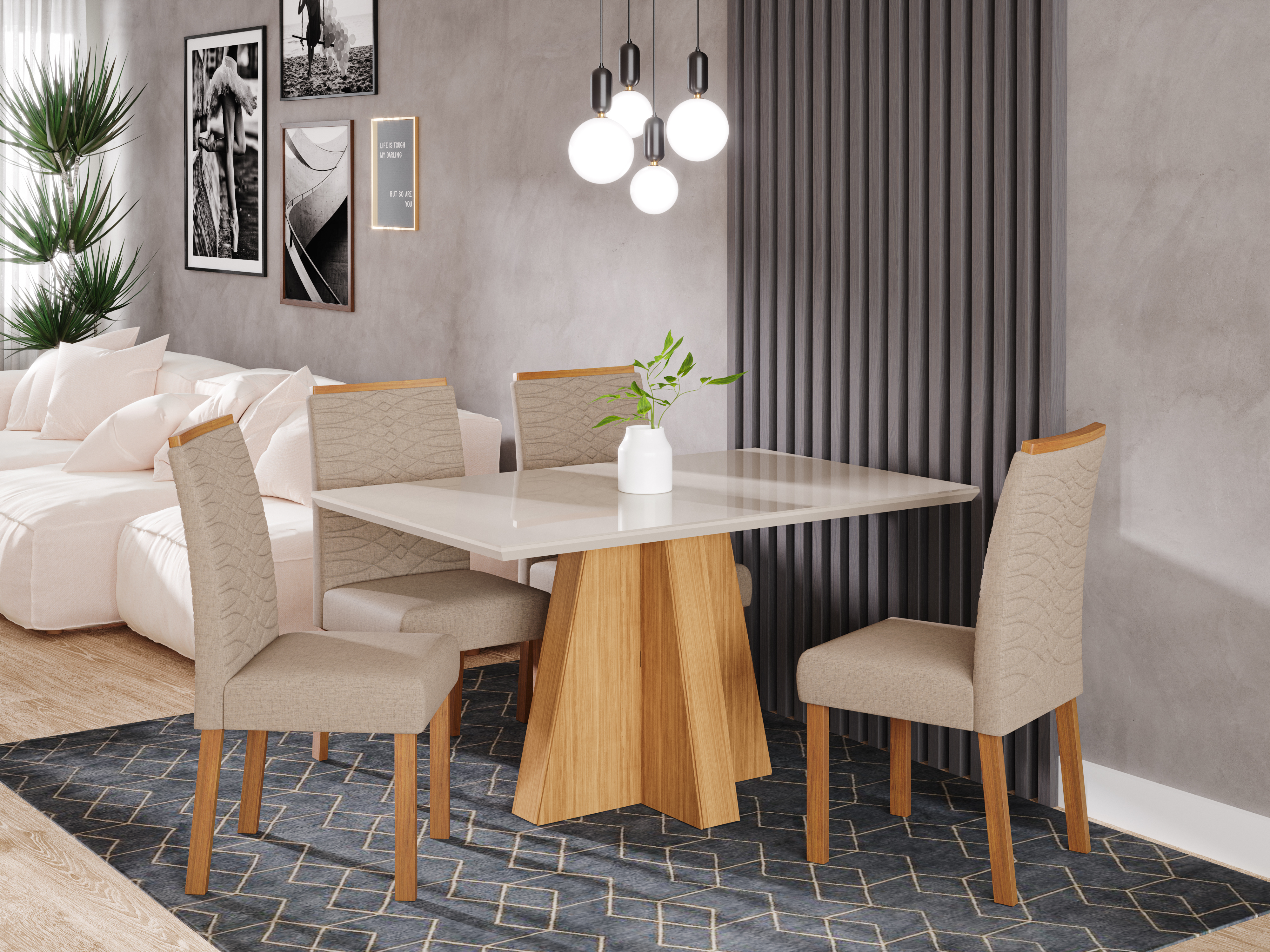 Comedor Patricia 1.3 + 4S Clarice Beige 8