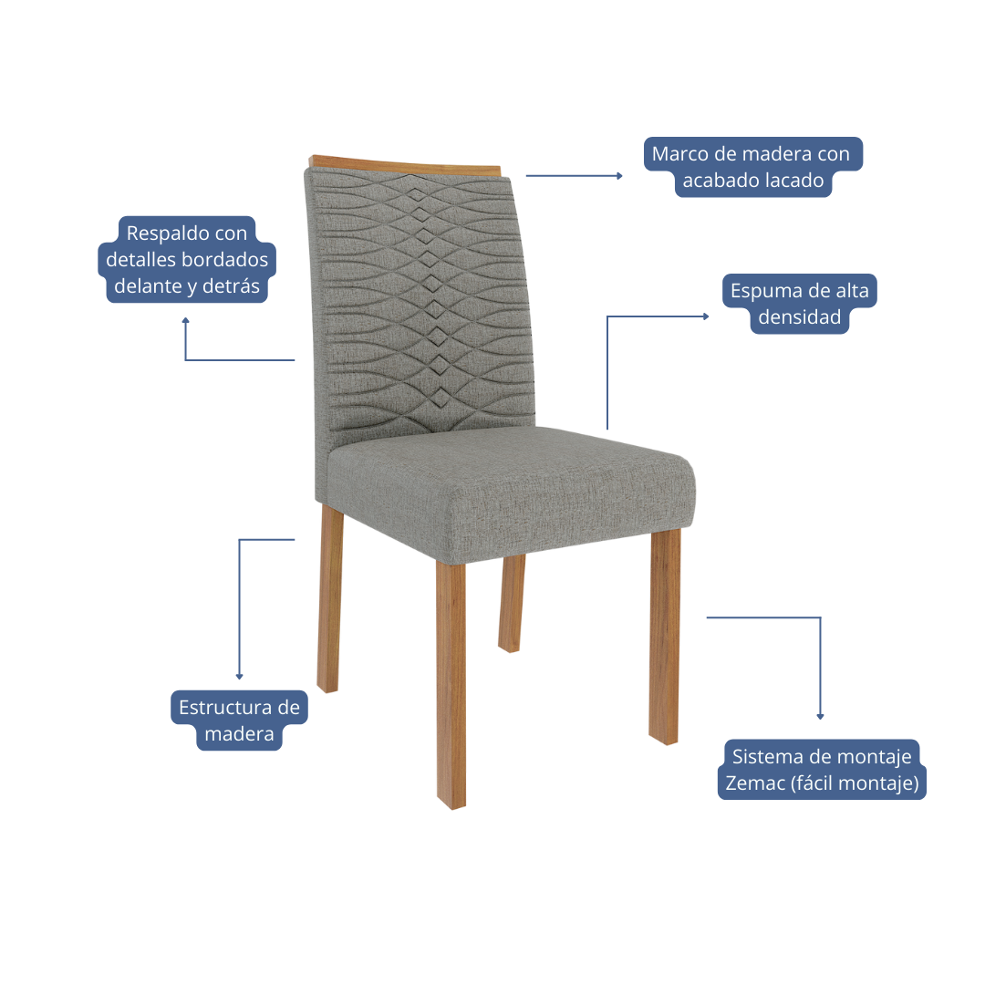 Comedor Patricia 1.3 + 4S Clarice Grafito 7