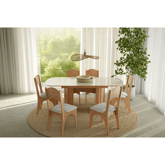 Comedor Floresta Extensible 1.35/1.8 Ow + 6 Sillas Ca12 