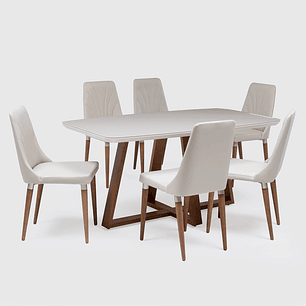 Comedor Bennet 1.6 Off White + 6S Loren 311