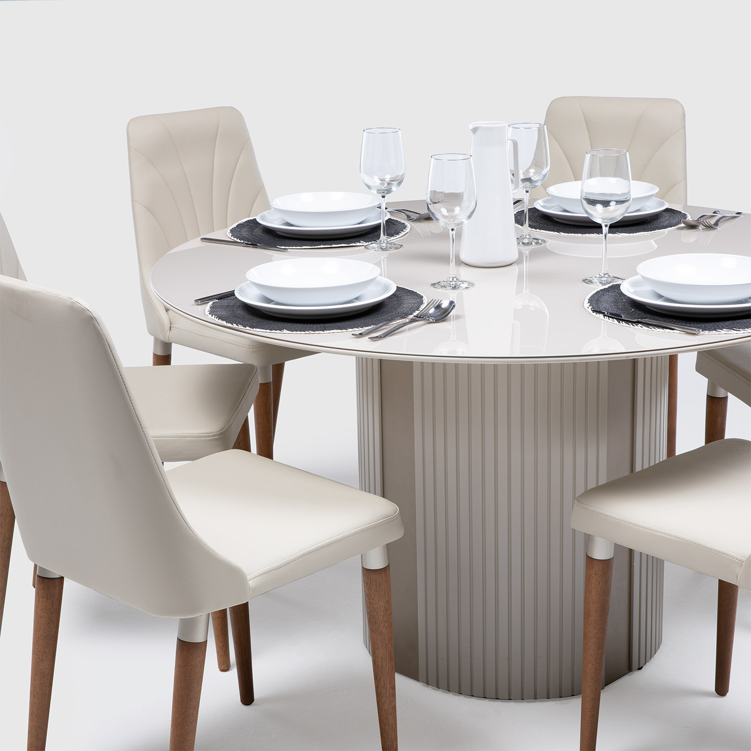 Comedor Liege Redondo + 6 Sillas Loren 311 2
