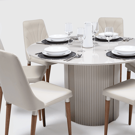 Comedor Liege Redondo + 6 Sillas Loren 311