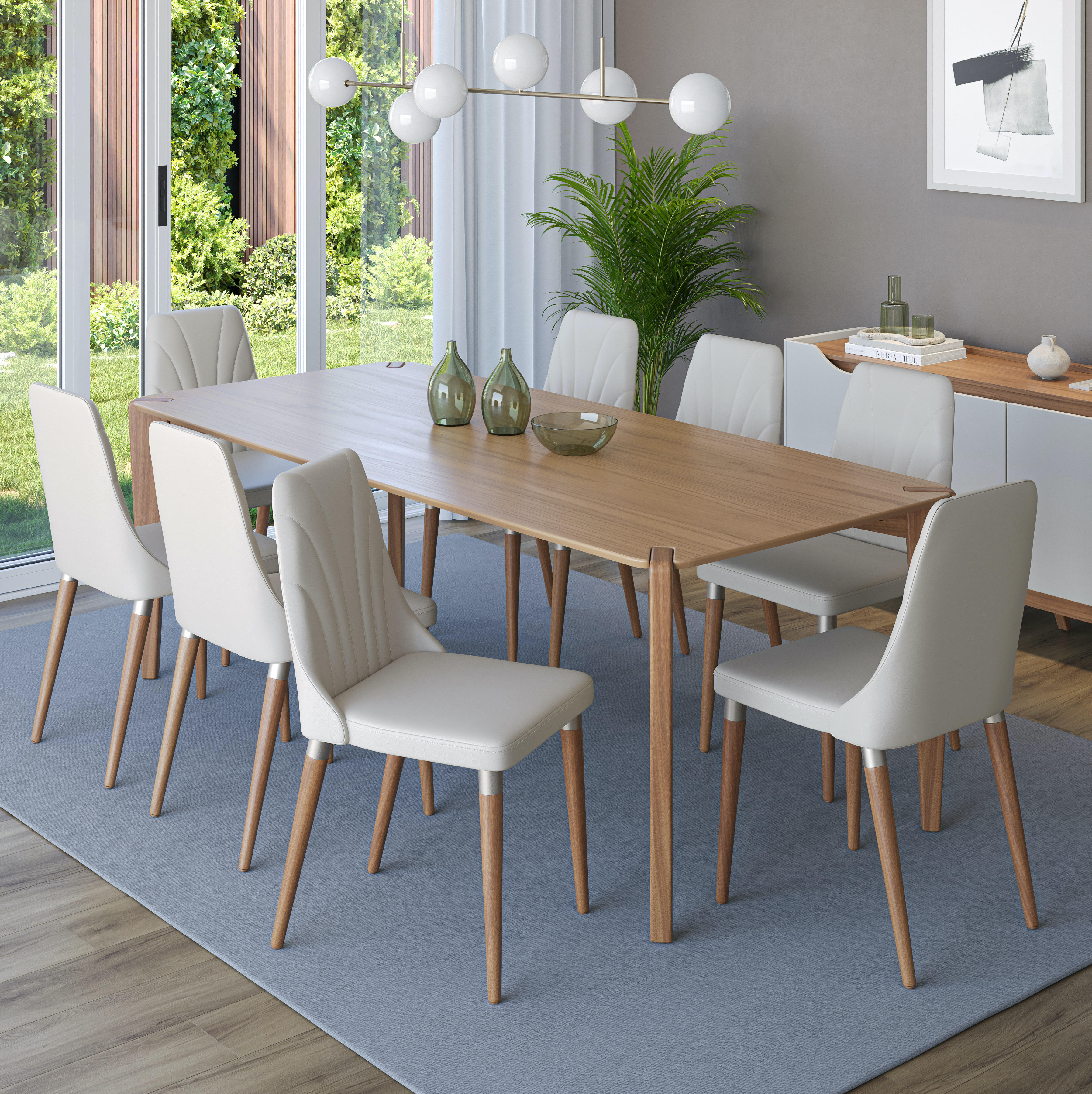 Comedor Harmony 2.2 Canela + 8 Sillas Loren Mox 311 Champagne 1