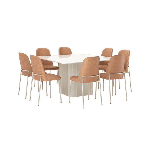 Comedor Liege Cuadrado + 6S Lucille Champagne Caramel (10)