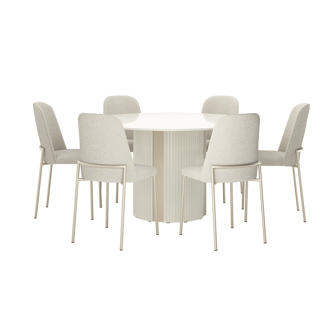 Comedor Liege Redondo Ow Champagne+6 Sillas Lucille Boucle Champagne - Image 8