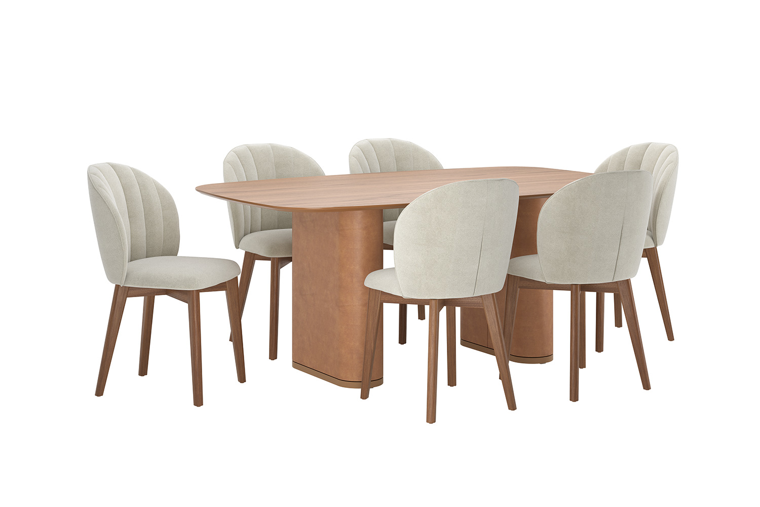 Comedor Lintz 1.8 Canela + 6S Alba Soft Palha 6