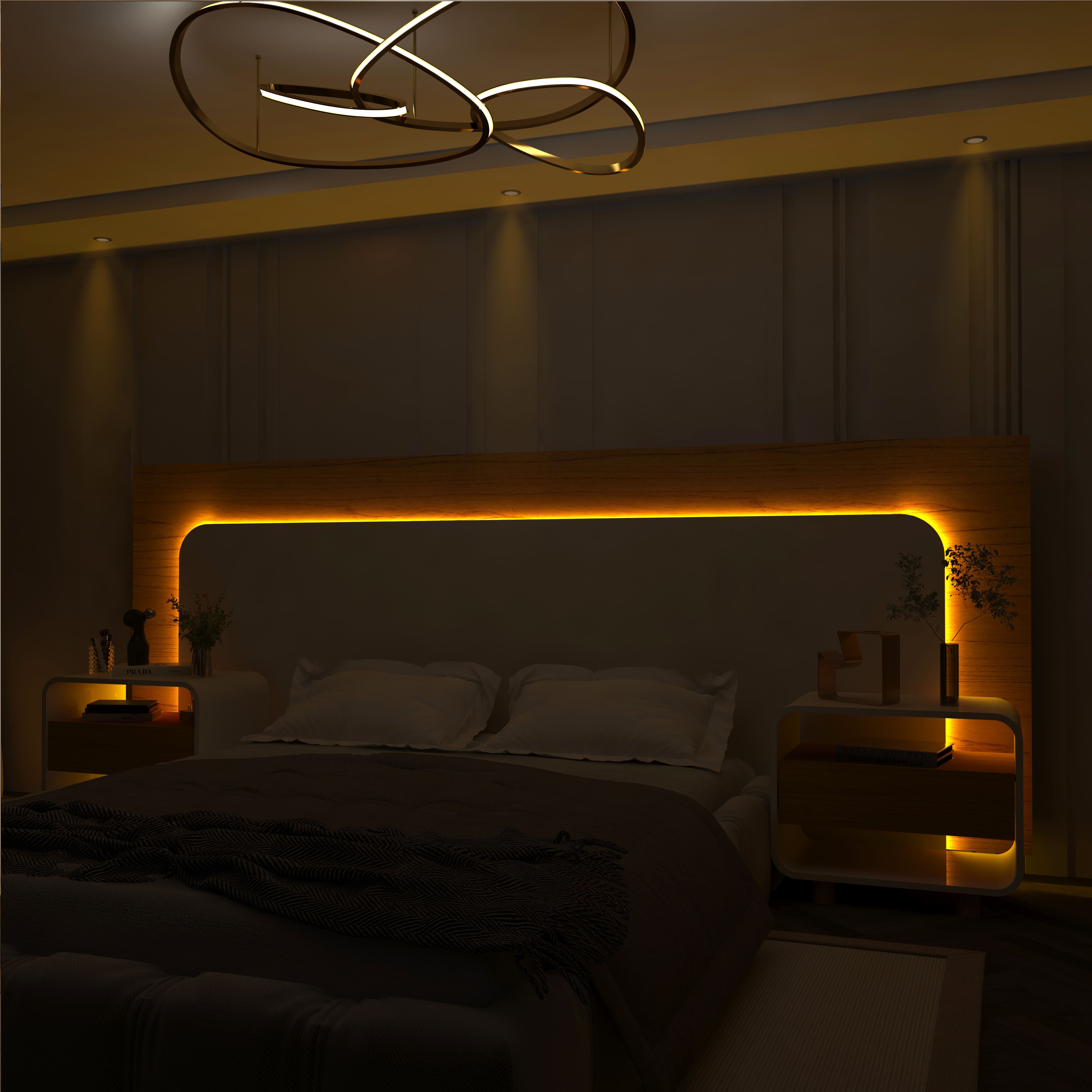 Respaldo Innova Led + 2 Veladores Off White Natural  6