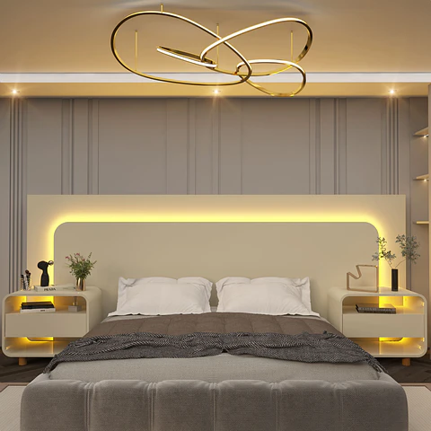 Respaldo Innova Led + 2 Veladores Off White 