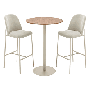 Bar Mesa Bistro Orb + 2 Banquetas Lucille Soft Palha Champagne