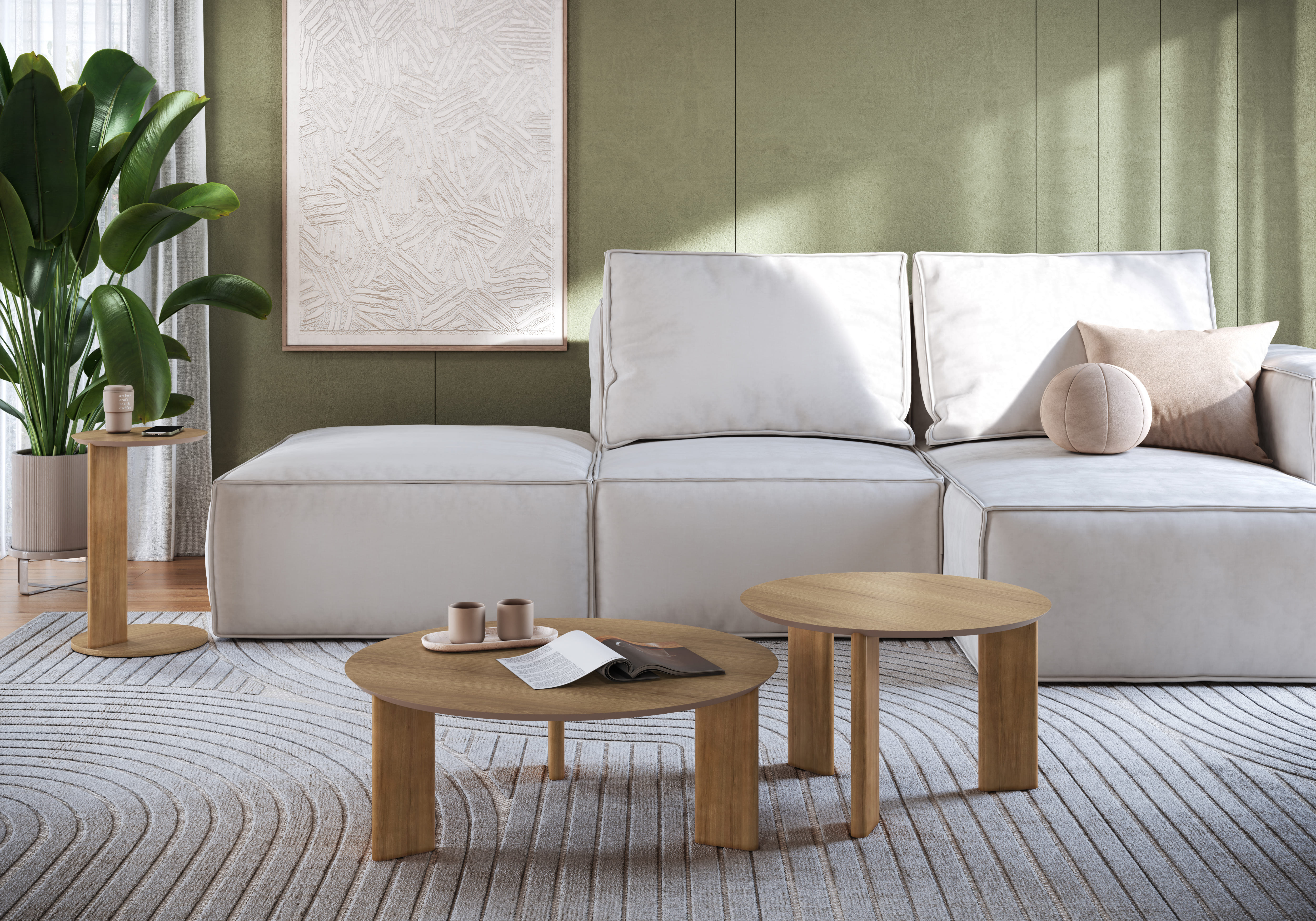 Set Mesas Centro Alice 28018 28019 + Mesa Lateral 28020 Cafe 1