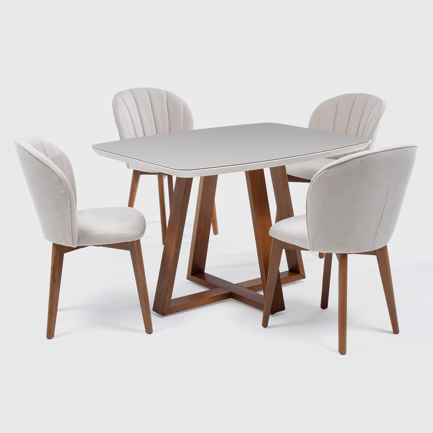 Comedor Bennet 1.2 Ow + 4 Sillas Alba Soft Palha 5