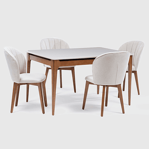 Comedor Addar 1.35 Ow+ 4 Sillas Alba Natural Soft Palha