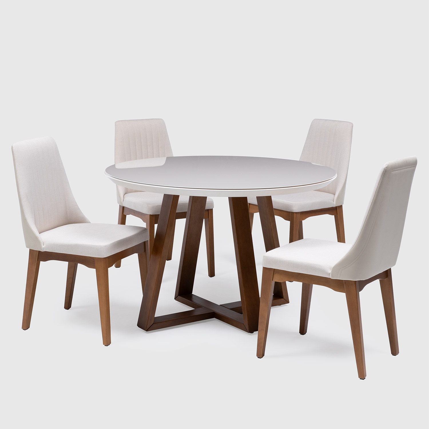 Comedor Bennet Redondo + 4 Sillas Elsie Beige 4