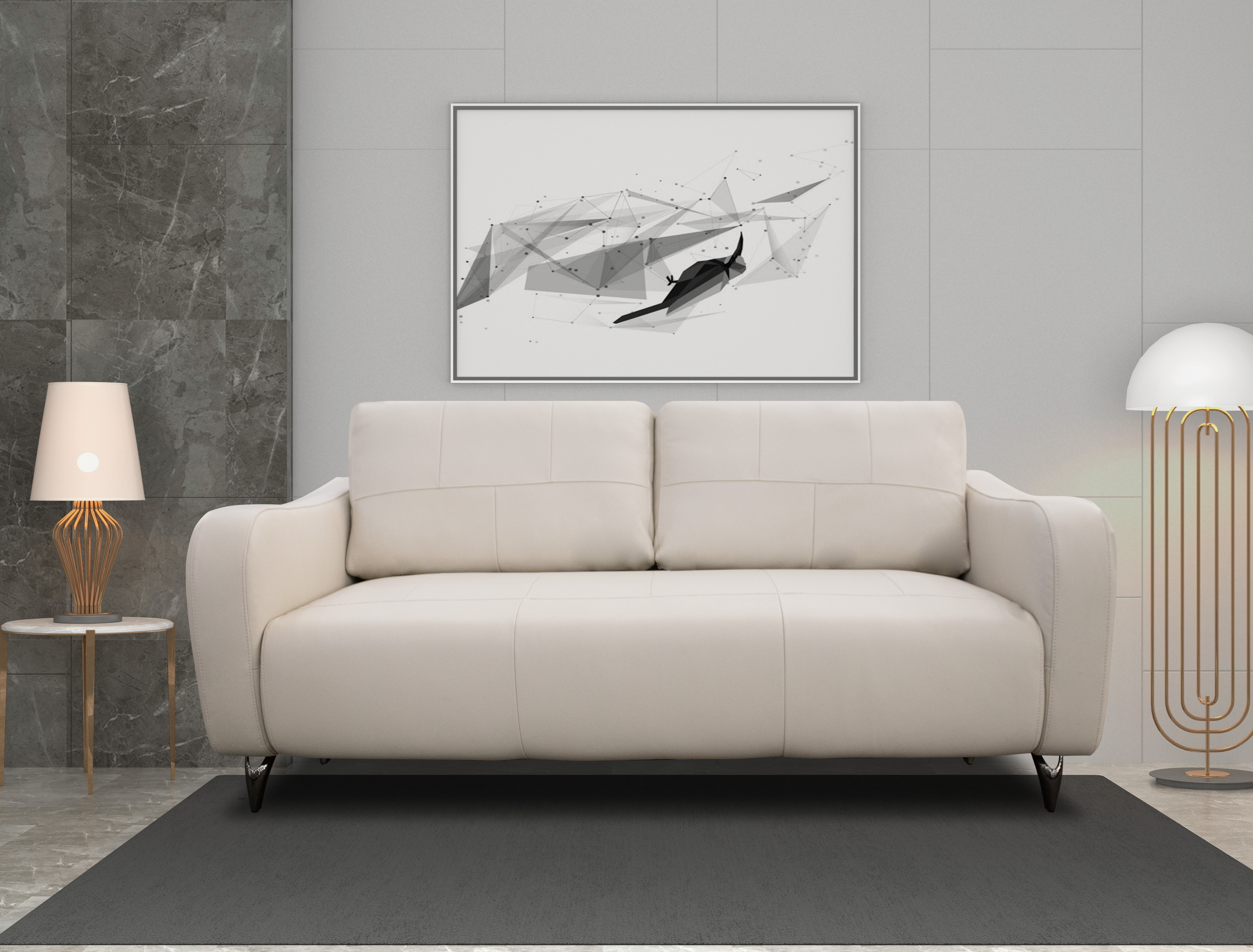 Sofá Riley Off White 100% Cuero 1