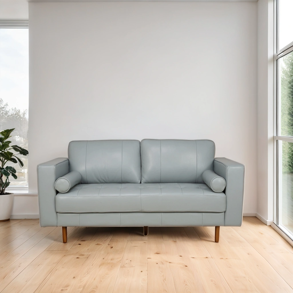 Sofa Apgar Gris 100% Cuero 1
