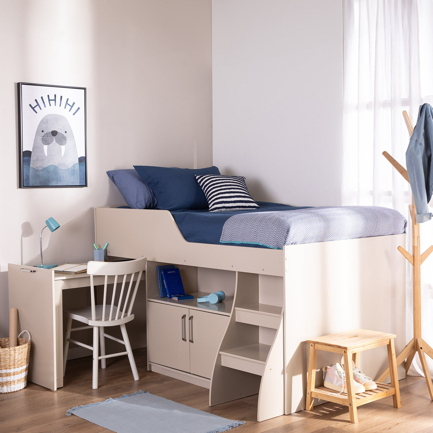 Cama Multifunción Retráctil 1.5 P Off White 1