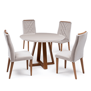 Comedor Bennet 1.15 Redondo + 4 Sillas Megan