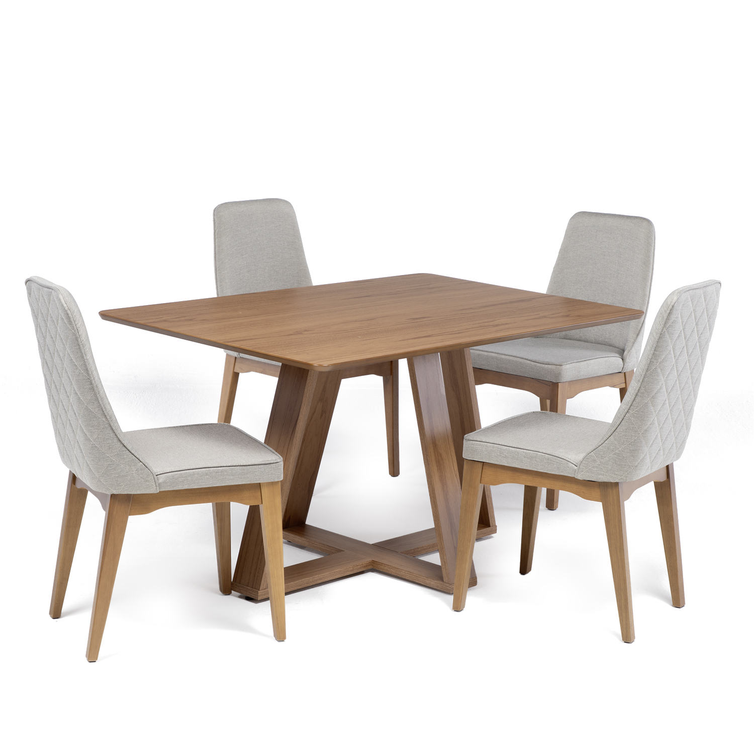 Comedor Avena 1.35 Canela + 4 Sillas Elsie Matelasse 2