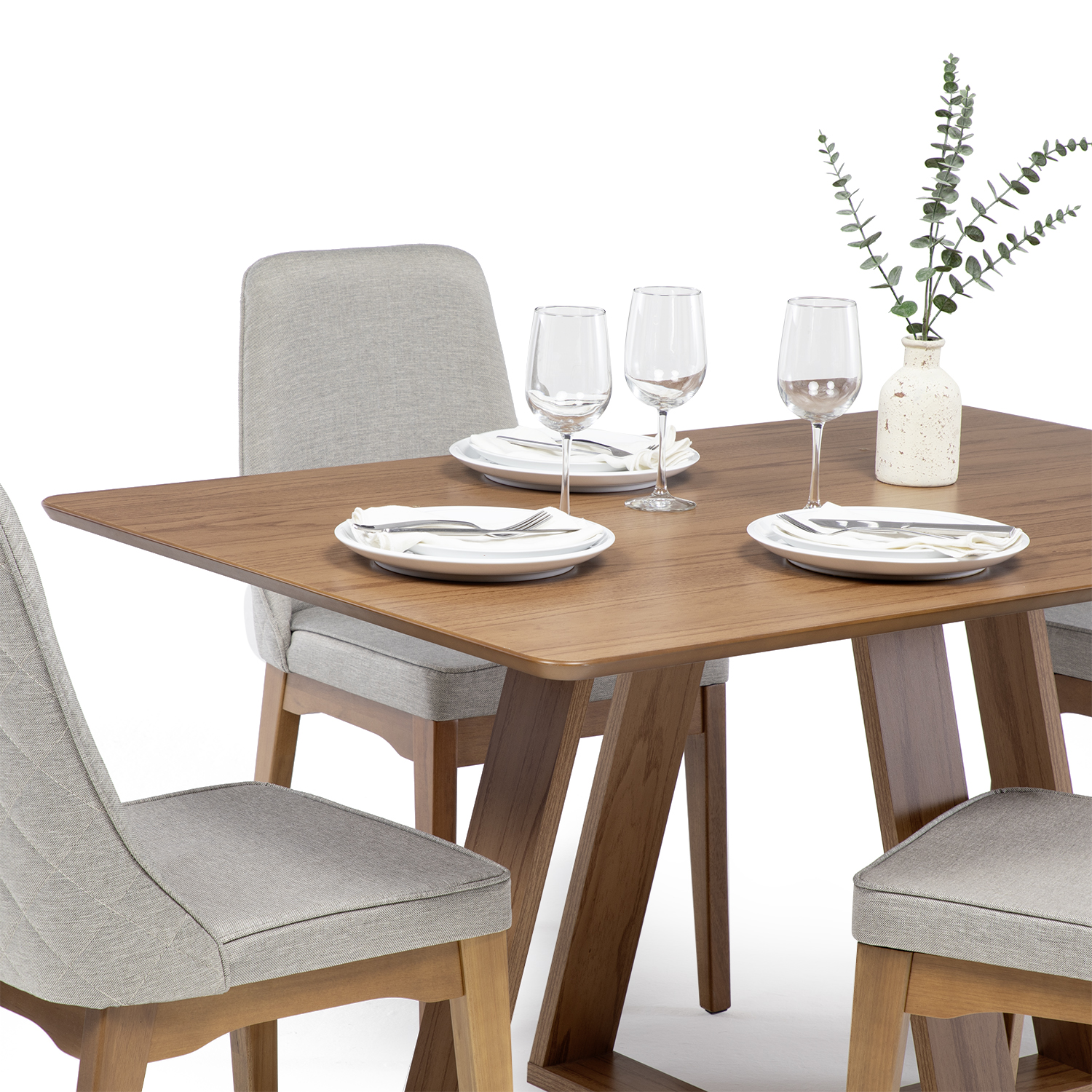 Comedor Avena 1.35 Canela + 4 Sillas Elsie Matelasse 3