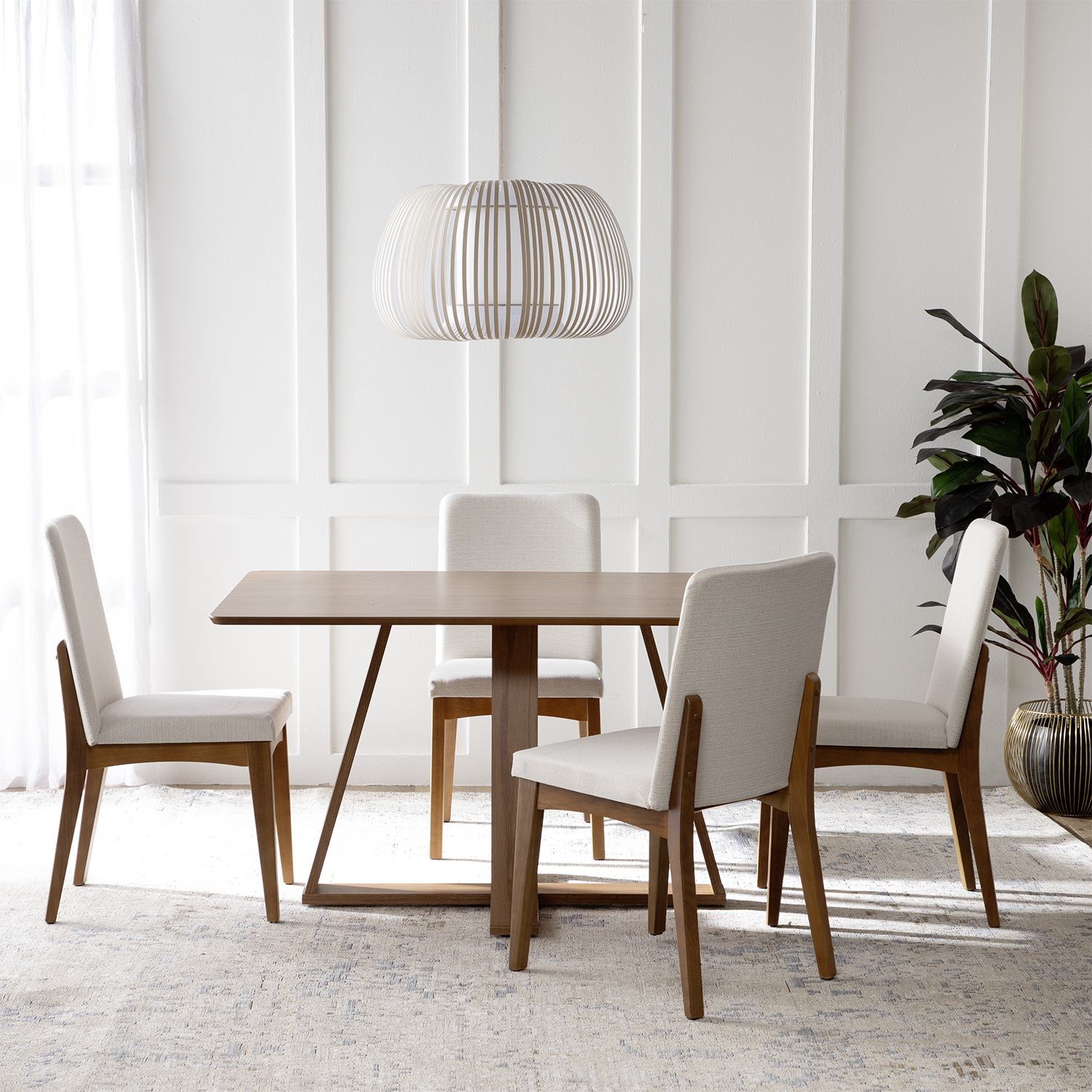 Comedor Avena 1.35 Canela + 4 Sillas Olive L02 1