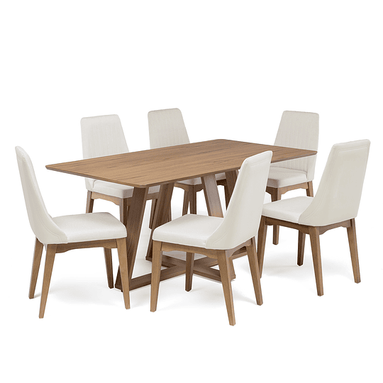 Comedor Avena 1.6 Canela+ 6 Sillas Elsie Beige