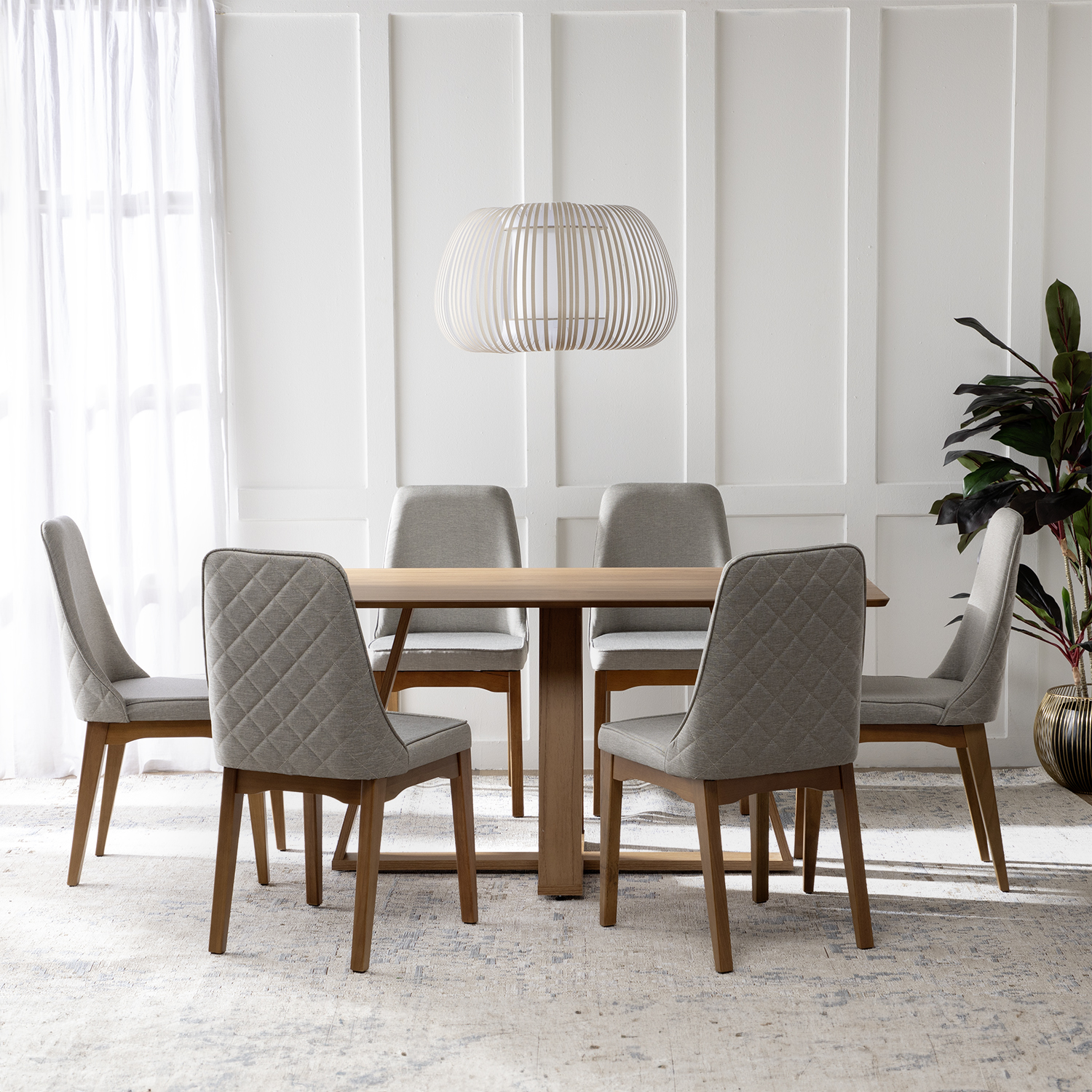 Comedor Avena 1.6 Canela+ 6 Sillas Elsie Matelassse 1