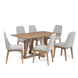 Comedor Avena 1.6 Canela+ 6 Sillas Elsie Matelassse