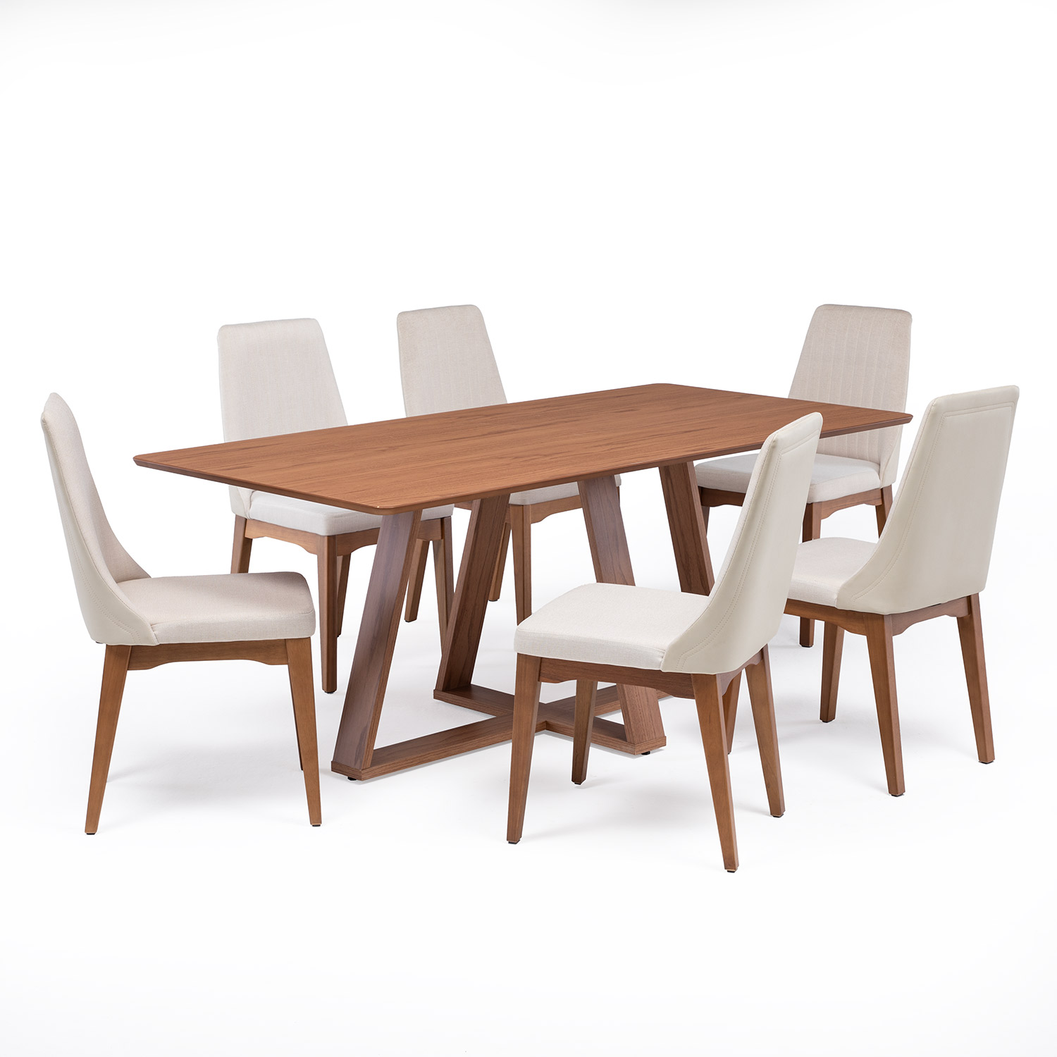 Comedor Avena 1.8 Canela + 6 Sillas Elsie Beige 2