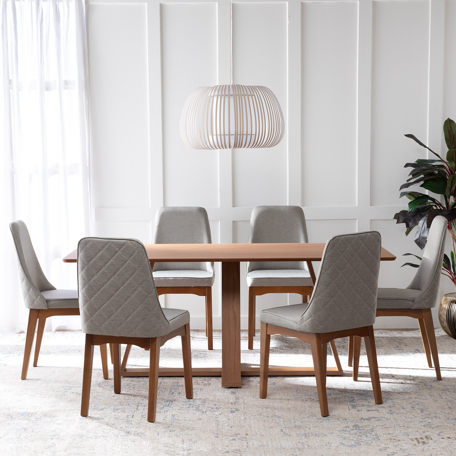 Comedor Avena 1.8 Canela + 6 Sillas Elsie Matelasse 1