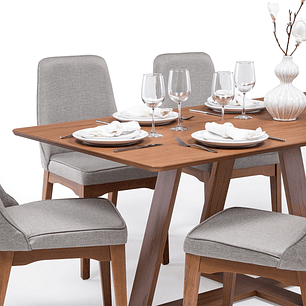 Comedor Avena 1.8 Canela + 6 Sillas Elsie Matelasse