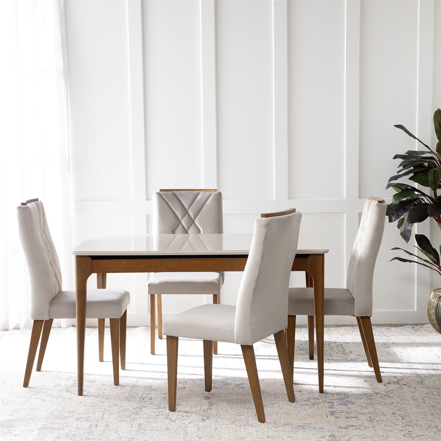 Comedor Addar 1.35 Ow+ 4 Sillas Megan 1