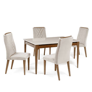 Comedor Addar 1.35 Ow+ 4 Sillas Megan