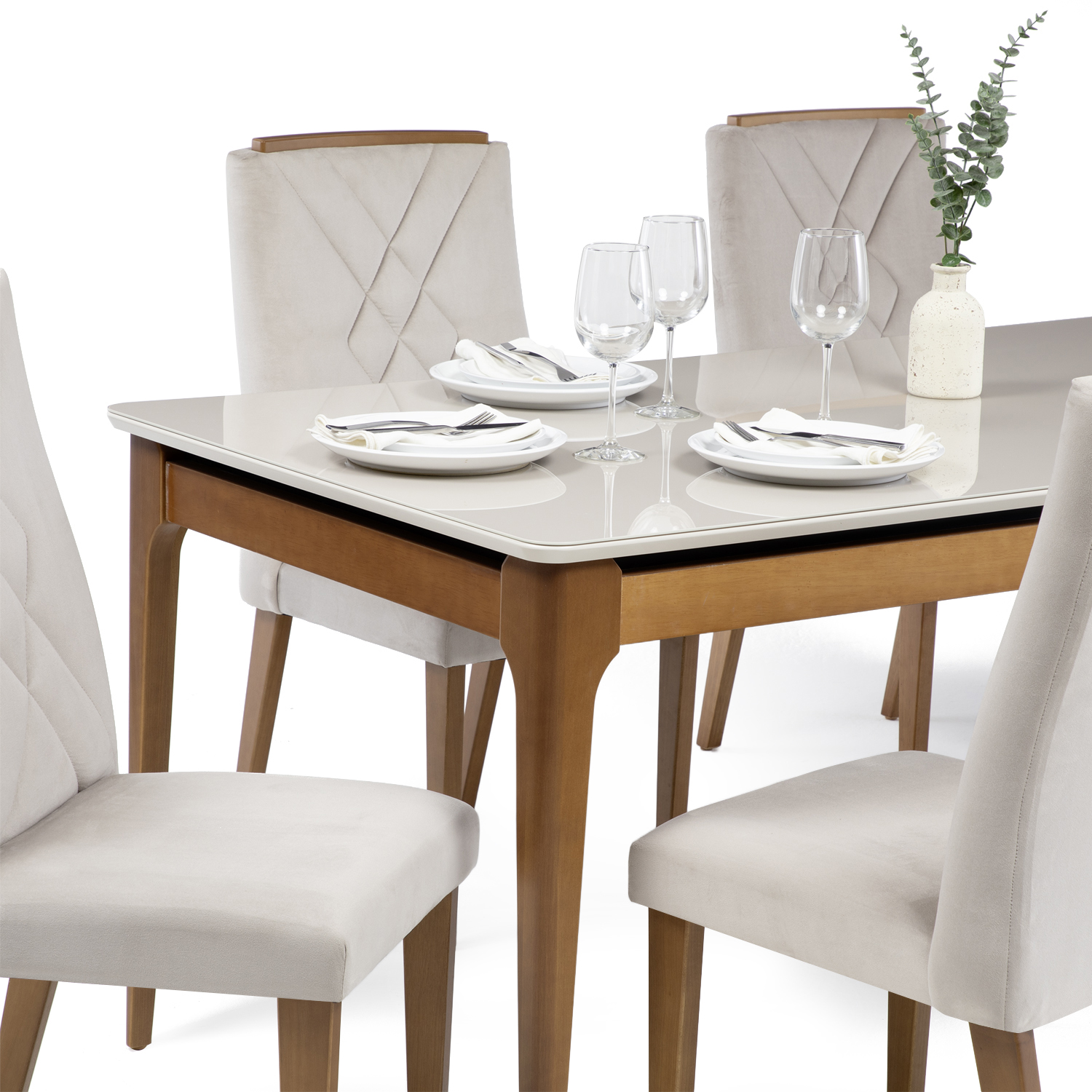 Comedor Addar 1.8 Off white + 6 Sillas Megan 3