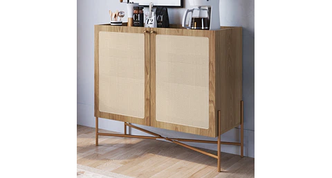 Bar 28928 Oslo Ratan Natural Pata Metalica