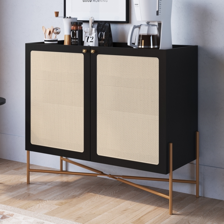 Bar 28928 Oslo Ratan Negro Pata Metalica 1