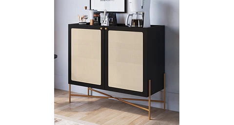 Bar 28928 Oslo Ratan Negro Pata Metalica