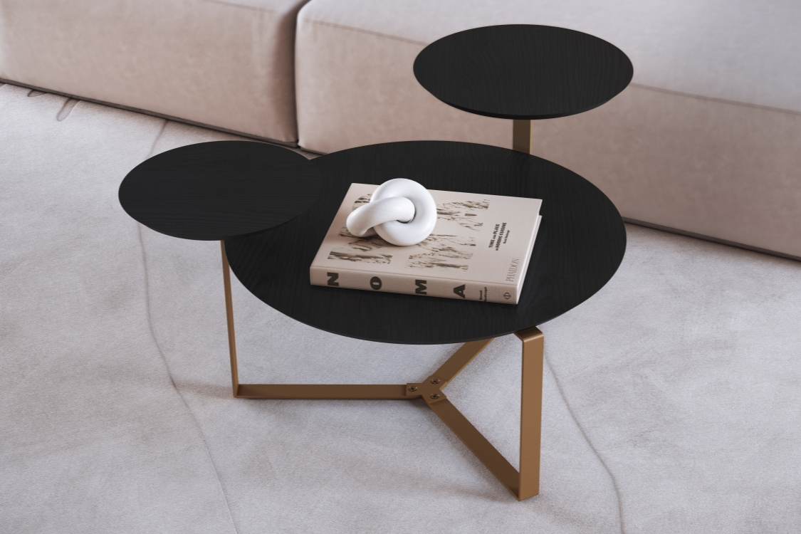 Mesa Triple Centro Domenica 28021 Negro Base Dorada  1