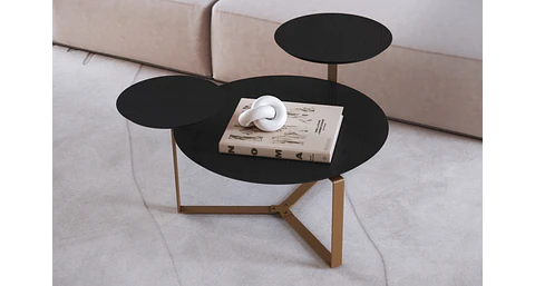 Mesa Triple Centro Domenica 28021 Negro Base Dorada 
