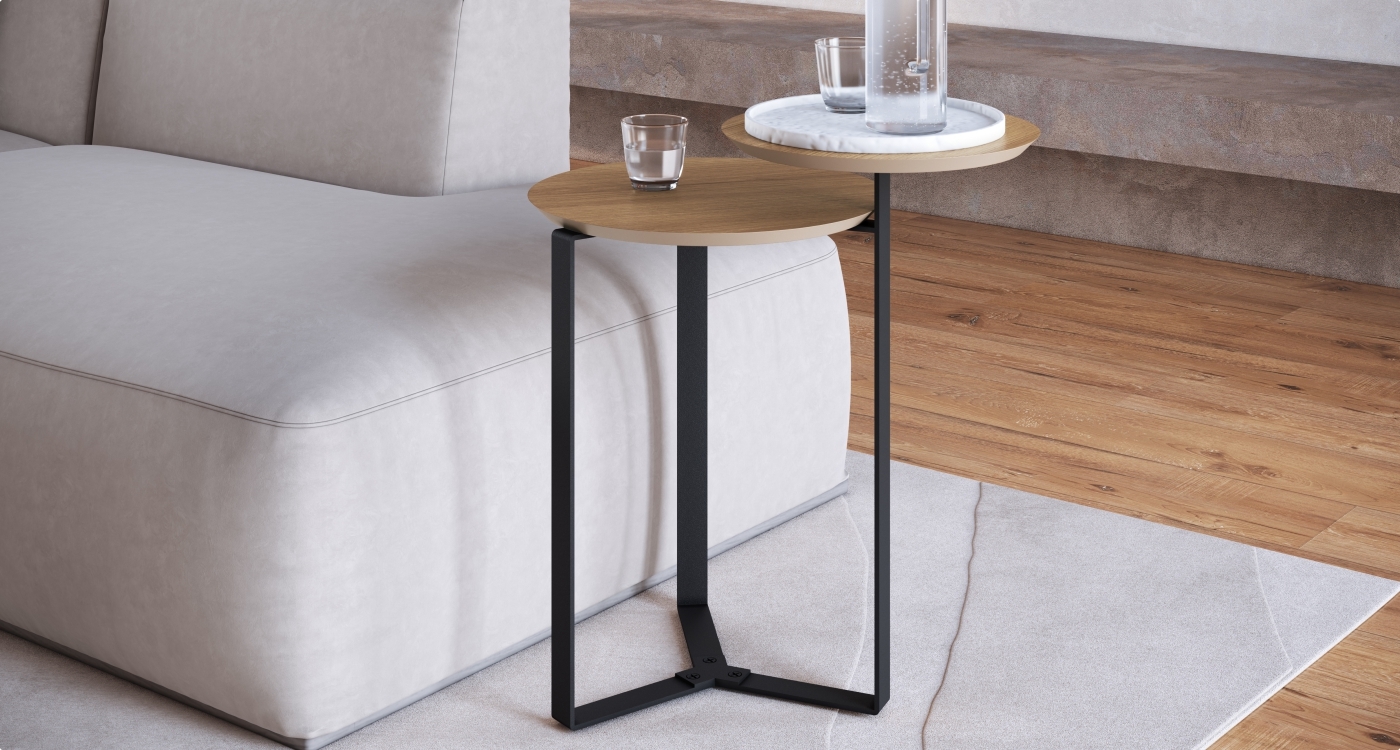 Set Mesa Triple Centro 28021 Domenica/ Mesa Lateral 28022 Cafe Base Negro 2