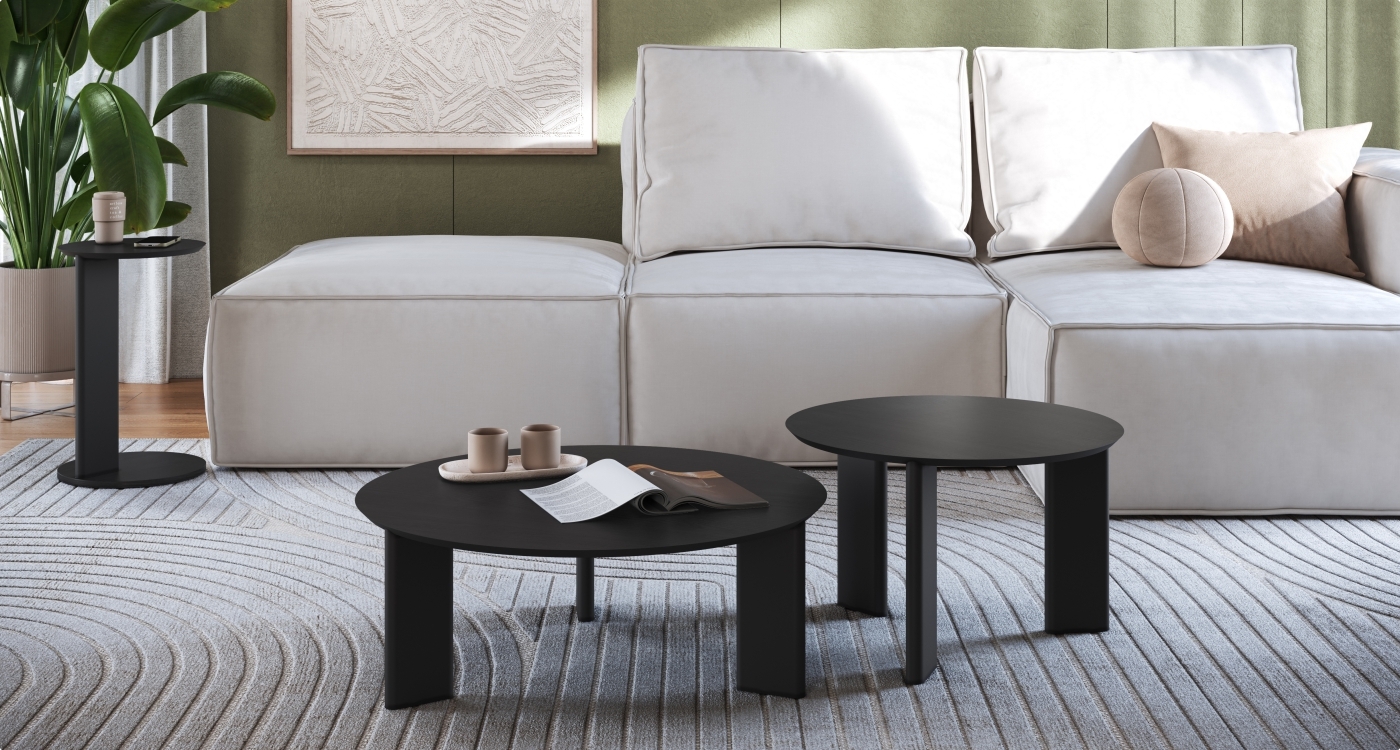 Set Mesas Centro Alice 28018 28019 + Mesa Lateral 28020 Negro 1