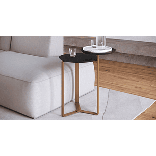 Set Mesa Triple Centro 28021 Domenica/Mesa Lateral 28022 Negro Base Dorado