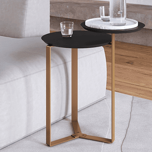 Set Mesa Triple Centro 28021 Domenica/Mesa Lateral 28022 Negro Base Dorado